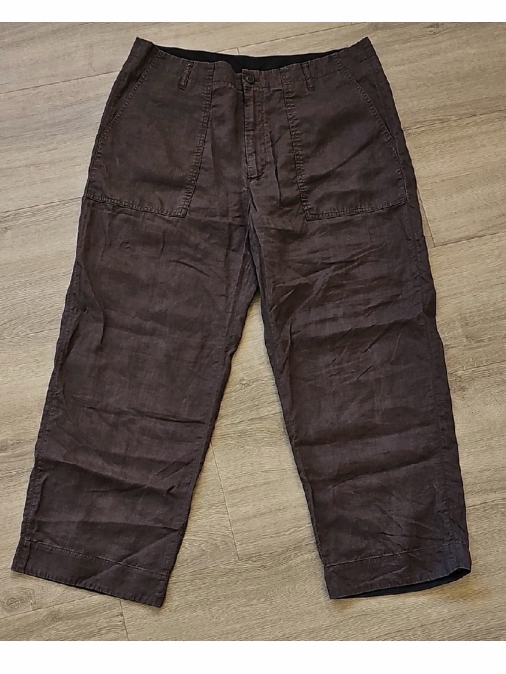 Muji Brown Linen Wide Leg Crop Pants Size XL